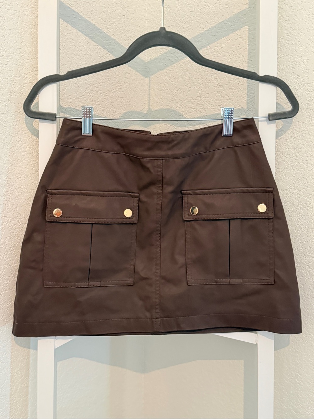 Mustard Seed Brown Faux Leather Cargo Mini Skirt Size Small NWT